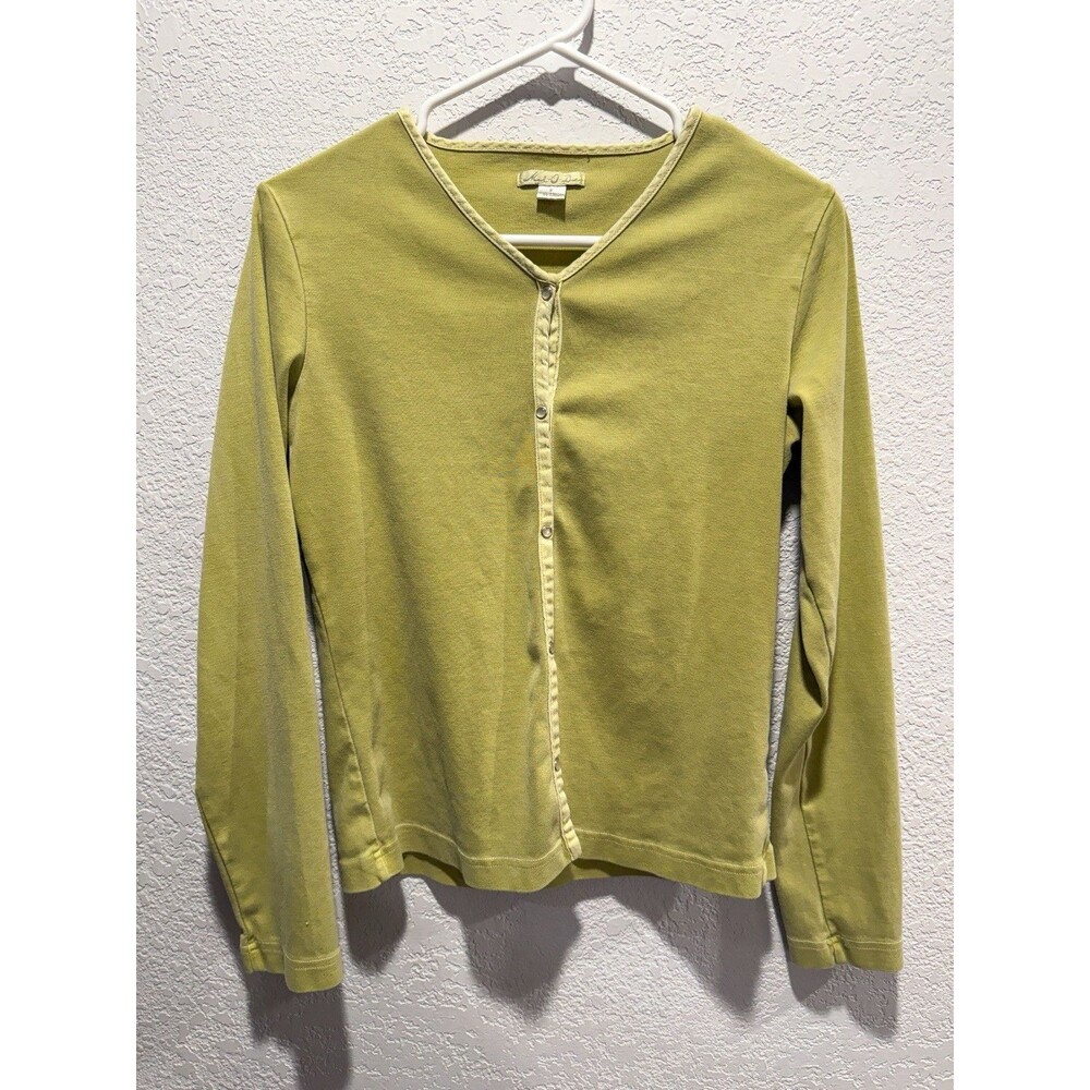 Vintage Mod-O-Doc Button Front Cardigan Pockets 90s Green Cotton Women’s Medium